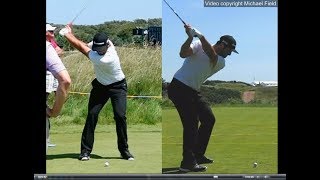 Jon Rahm golf swing  Long Iron faceon amp downtheline July 2017 [upl. by Doraj]