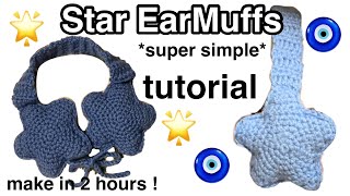 Star Earmuffs crochet  beginner friendly [upl. by Llenahc]