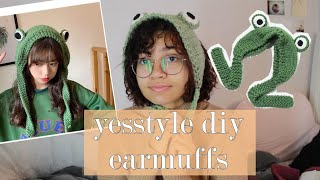 YESSTYLE CROCHET DIY FROGGY EARMUFFS LEFT HANDED  Rauni Paige [upl. by Asilef363]