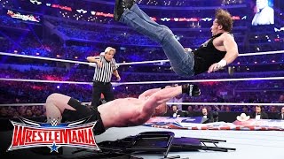 Dean Ambrose vs Brock Lesnar  No Holds Barred Street Fight WrestleMania 32 on WWE Network [upl. by Nivlen496]