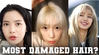 The Most DAMAGED Hair in Kpop bleaching dyeing breakage amp more [upl. by Moncear665]