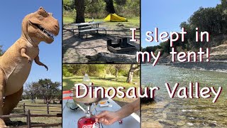 Tent Camping at Dinosaur Valley SP  Vegan Backpacking  Swimming in the Paluxy River [upl. by Aivil520]