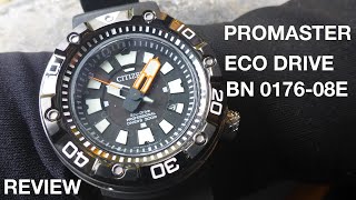 Citizen BN0176 08E PROMASTER ECO DRIVE Dive Watch Review Blackzilla [upl. by Novert59]