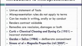 Misrepresentation Lecture 1 of 4 [upl. by Oznofla]