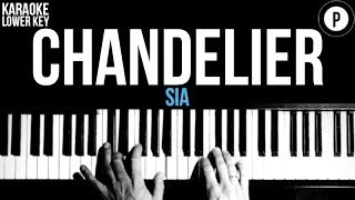 Sia  Chandelier Karaoke SLOWER Acoustic Piano Instrumental Cover Lyrics LOWER KEY [upl. by Goodill]