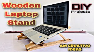 How to Make Wooden Laptop stand at Home  Adjustable laptop stand [upl. by Aynor]