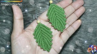 CROCHET “Leaf” Earrings  Tutorial [upl. by Rothstein]