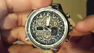 How to set Analog and Digital Dual Time Citizen Radio Controlled Navihawk Skyhawk Caliber U68 [upl. by Leira183]